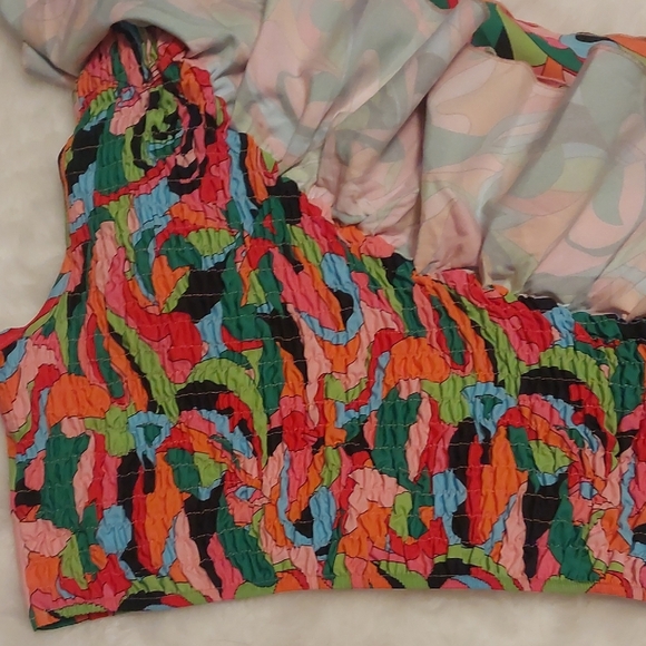 Colorful One-Shoulder Ruffle Top - Picture 3 of 3